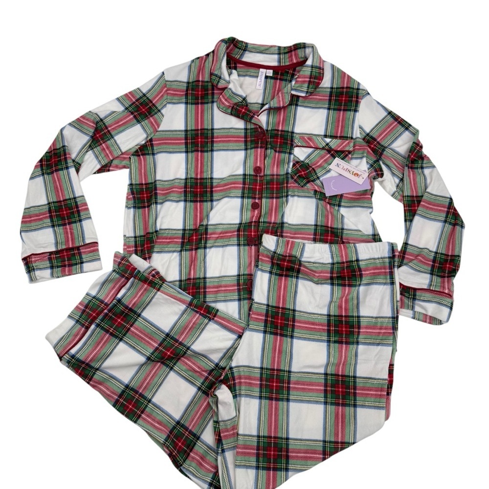 Joyspun Women's plus Size 2X Velour Pajama Set plaid multicolor soft pajamas NWT